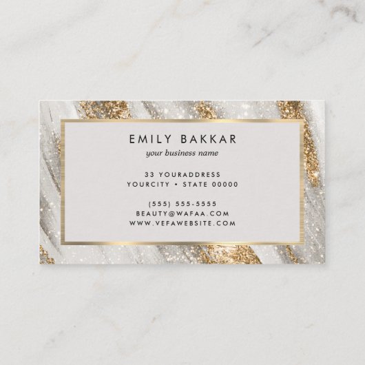水エレガント色金ゴールドグリッター大理石瑪瑙 名刺 (裏面)