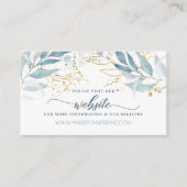 水エレガント色金ゴールドダスティブルーフローラ結婚 エンクロージャーカード (正面)