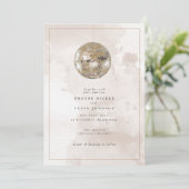 水エレガント色金ゴールドディスコ結婚ボール 招待状 (スタンド正面)