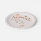 水エレガント色金ゴールドピンクローズ結婚ズ ペーパープレート (アングル)