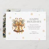 水エレガント色金ゴールドベルスノーフレーク写真 シーズンカード (正面/裏面)