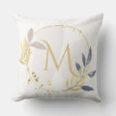 水エレガント色金ゴールドリースモノグラムM クッション (正面)