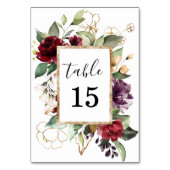 水エレガント色金ゴールド深い赤フローラ テーブルナンバー (裏面)