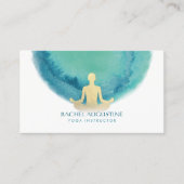 水エレガント色金ゴールド瞑想ヨガインストラクター 名刺 (正面)