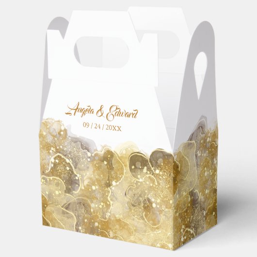 水エレガント色金ゴールド結婚式の引き出物箱 フェイバーボックス (オープン)