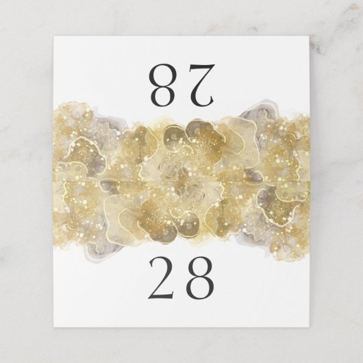 水エレガント色金ゴールド結婚折り座席表 プレイスカード (外部開封)