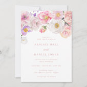 水エレガント色開花結婚 招待状 (正面)