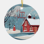 水エレガント色降雪フェスティバルジョークリスマス セラミックオーナメント (正面)