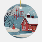 水エレガント色降雪フェスティバルジョークリスマス セラミックオーナメント (裏面)