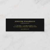 水エレガント色離れ黒金ゴールドプロフェッショナル スキニー名刺 (裏面)