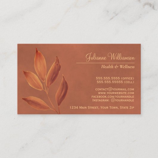 水エレガント色離れTerracotta & Rust Orange 名刺 (正面)