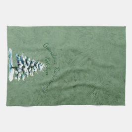 水エレガント色雪のトウヒの木おばあちゃんキッチ キッチンタオル