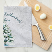 水エレガント色雪のトウヒの木おばあちゃん キッチンタオル (四つ折り)