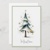 水エレガント色非写真クリスマスツリー シーズンカード (正面/裏面)