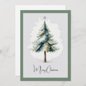 水エレガント色非写真クリスマスツリー シーズンカード (正面/裏面)