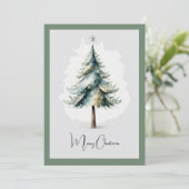 水エレガント色非写真クリスマスツリー シーズンカード (スタンド正面)