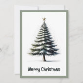 水エレガント色非写真クリスマスツリー シーズンカード (正面)