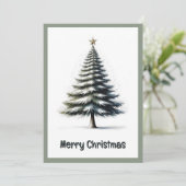水エレガント色非写真クリスマスツリー シーズンカード (スタンド正面)