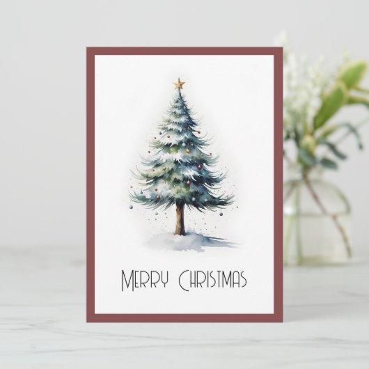 水エレガント色非写真クリスマスツリー シーズンカード (スタンド正面)