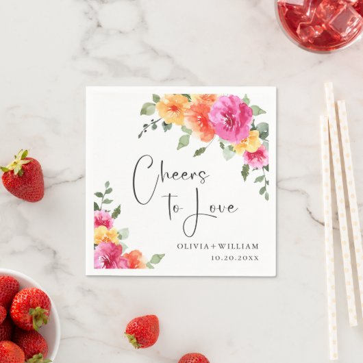 水エレガント色鮮やかなフェスティバルの花結婚の色 スタンダードカクテルナプキン (インサイチュ)