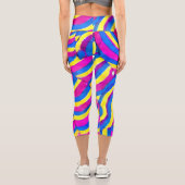 水エレガント色鮮やか紫色 カプリレギンス (裏面)