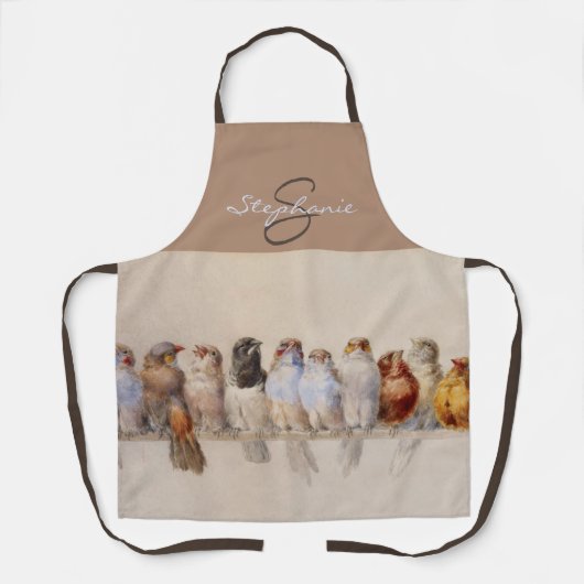 水エレガント色鳥類モノグラム名前をカスタムする エプロン (正面)