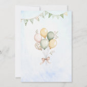 水エレガント色1つ2つ目のバースデー間抜けガチョウB 招待状 (裏面)