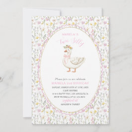 水エレガント色1つ2つ目のバースデー間抜けガチョウB 招待状