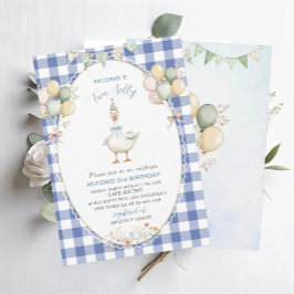 水エレガント色1つ2つ目のバースデー間抜けガチョウB 招待状