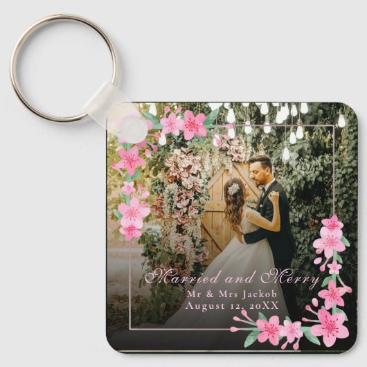 水エレガント色1フォトクリスマスフラット赤面 キーホルダー (正面)