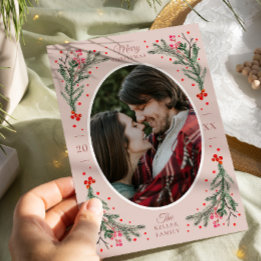 水エレガント色2フォトクリスマスフラット赤面 シーズンカード