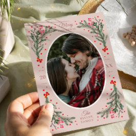 水エレガント色2フォトクリスマスフラット赤面 シーズンカード