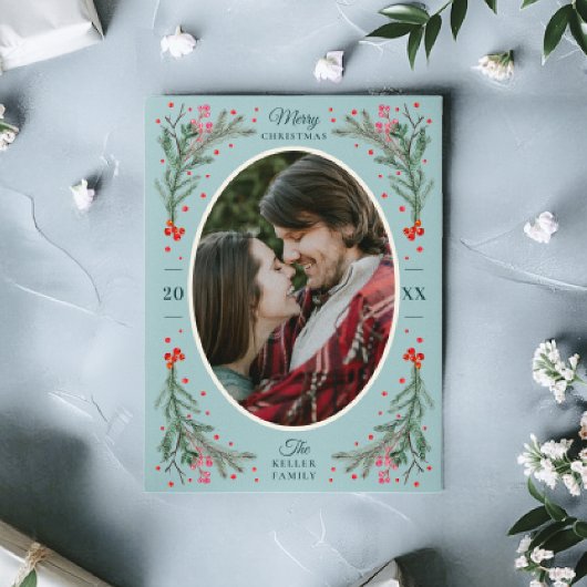 水エレガント色2フォトクリスマス2021フラットルー シーズンカード