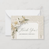 水エレガント色3D白金ゴールド花ベビーショー ノートカード (正面)