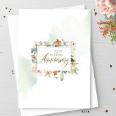 水エレガント色50周年結婚フローラ 招待状