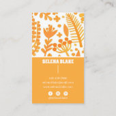 水エレガント色 | 手作りのオレンジ色の花 名刺 (裏面)