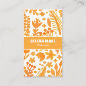 水エレガント色 | 手作りのオレンジ色の花 名刺 (正面)