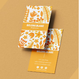 水エレガント色 | 手作りのオレンジ色の花 名刺