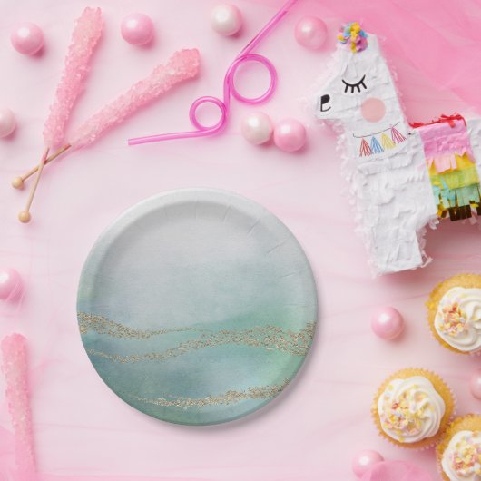 水エレガント色(海結婚) ペーパープレート (パーティー)