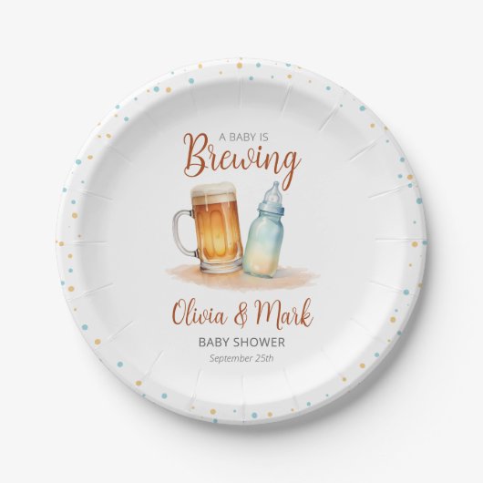 水エレガント色Aベビーは赤ちゃんシャワーを醸造している ペーパープレート (正面)