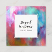 水エレガント色QRコードカラフルパタモダンーン スクエア名刺 (正面)