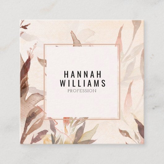 水エレガント色QRコードテラコッタフローラ スクエア名刺 (正面)