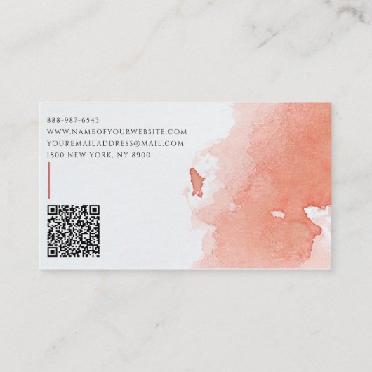 水エレガント色QRコードテラコッタ抽象芸術 名刺 (裏面)
