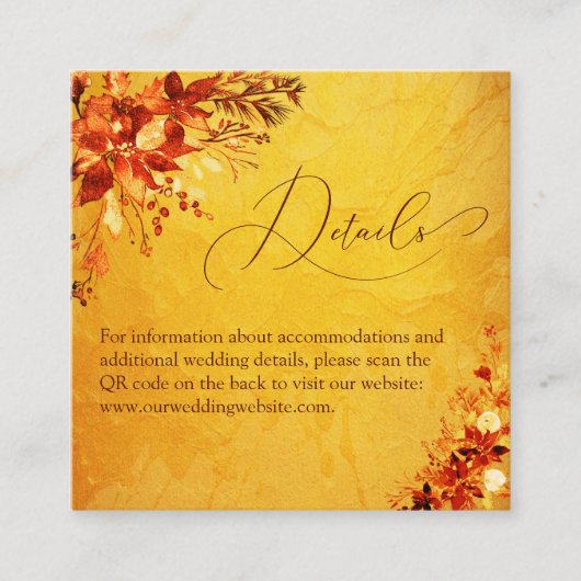 水エレガント色Red Poinsettia QRコード結婚s エンクロージャーカード (正面)