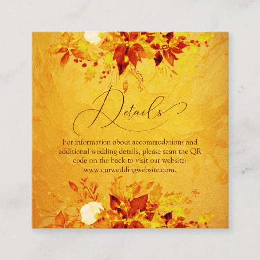 水エレガント色Red Poinsettia QRコード結婚s エンクロージャーカード (正面)