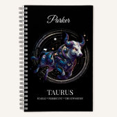 水エレガント色Taurus〔占星術の〕十二宮図ジャーナル ノートブック (正面)