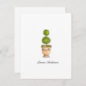 水エレガント色topiaryフラットノートカード サンキューカード (正面/裏面)