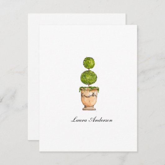 水エレガント色topiaryフラットノートカード サンキューカード (正面/裏面)