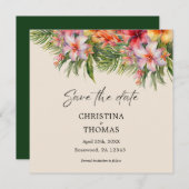 水エレガント色Tropical日付を保存 セーブザデート (正面/裏面)