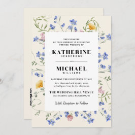 水エレガント色Wldflowers Meadow RSVP結婚's 招待状